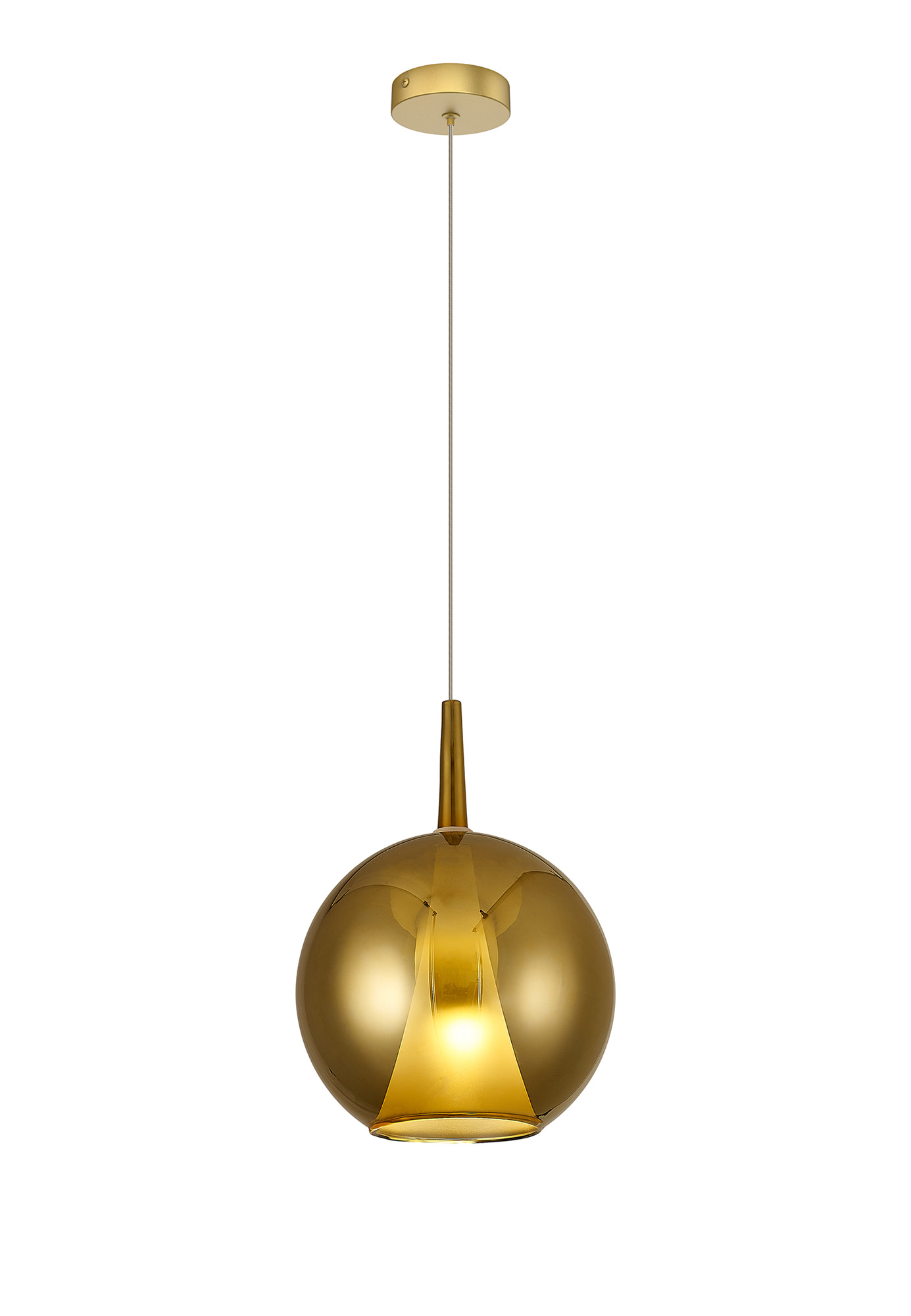 MK0001  Elsa Single Pendant With Round Double Shade, 1 Light E27, Gold/Frosted